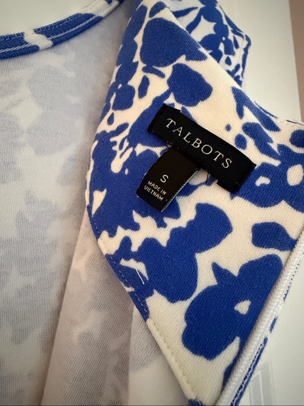 Talbots Blue and White Floral Midi Fit-and-Flare Dress - Picture 4 of 6